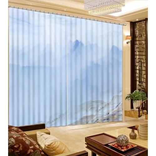 Top Classic 3D European Style High Quality Costom light blue bedroom blackout curtains
