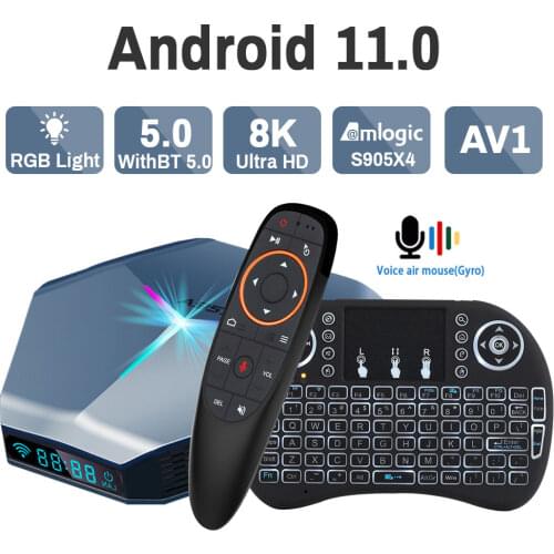 Transpeed Android 11A95X F4 TV Box RGB Light Amlogic S905X4 Dual Wifi 8K 3D 16G 32G 64G 128G Fast Set TV Receiver Media Player