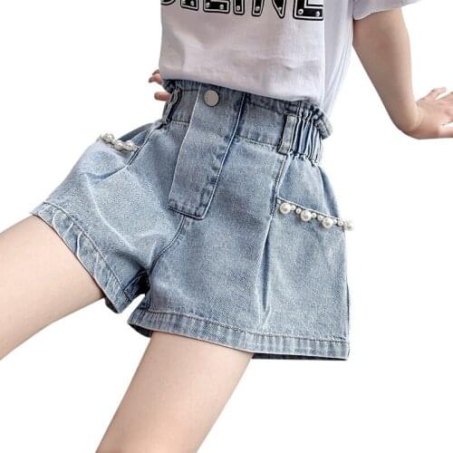 Girls' summer Jeans Shorts versatile childrens hot pants summer wear girls' summer loose pants thin