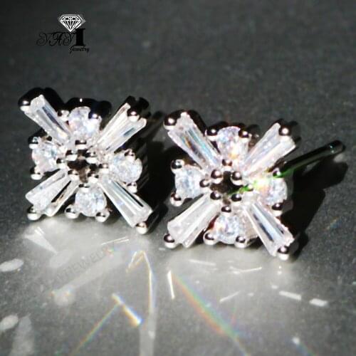 YaYI Jewelry Fashion Princess Cut White Natural Cubic Zirconia Silver Color Wedding Party Lover Wear Ear Stud Precious Earrings