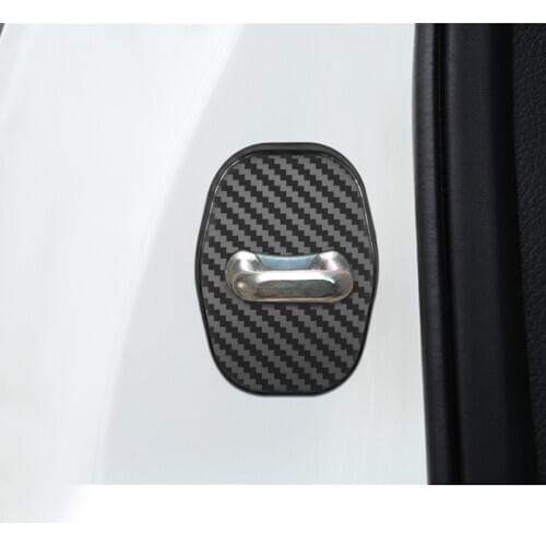 Carbon Fiber Car Door Lock Protective Cover For Peugeot 206 207 208 306 307 308 407 408 508 2008 3008 accessories