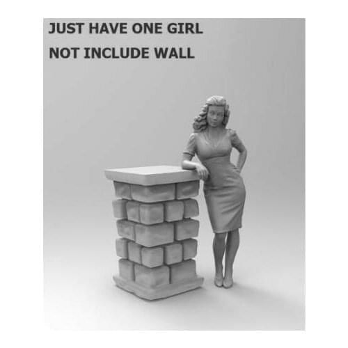 1/35 French Lady Leaning (NOT HAVE WALL ) Resin figure Model kits Miniature gk Unassembly Unpainted