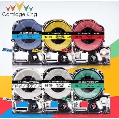 19 Colors 18mm*8m Label Tape ST18KW SS18KW SC18YW SC18KZ SC18PW Labels Ribbon for Epson King Jim Tepra Pro Label Maker Printer