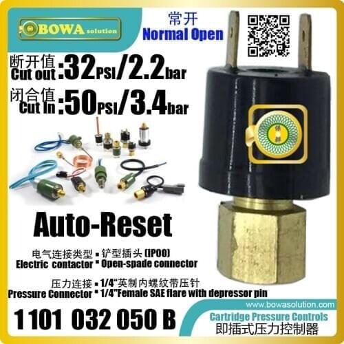 2.2bar cutout and 3.4bar cutin cartridge pressure switches is great choice for HBP unit or aircondtioner units to avoid overload