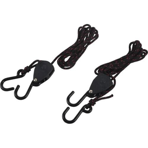 2 PCS Pulley Ratchets Kayak and Canoe Boat Bow and Stern Rope Lock Tie Down Strap 1/8 Inch Duty Adjustable Rope Hanger