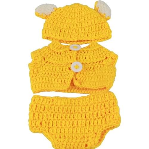 Yellow Clothes Suits 3 pcs Baby Accessories Handmade Designed for 11 Inch Reborn Baby Doll Fashion Kids Birthday Xmas Gifts