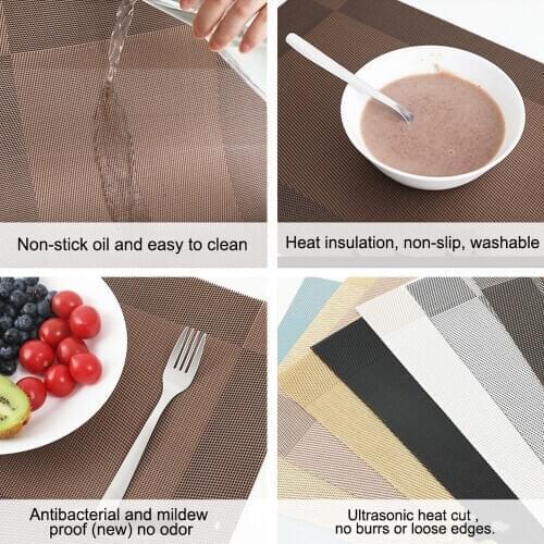 4 Pcs Placemat Kitchen Table Placemats Fashion Coffee Mat Cup Bowl Non-slip and Washable Mats for Home Decor