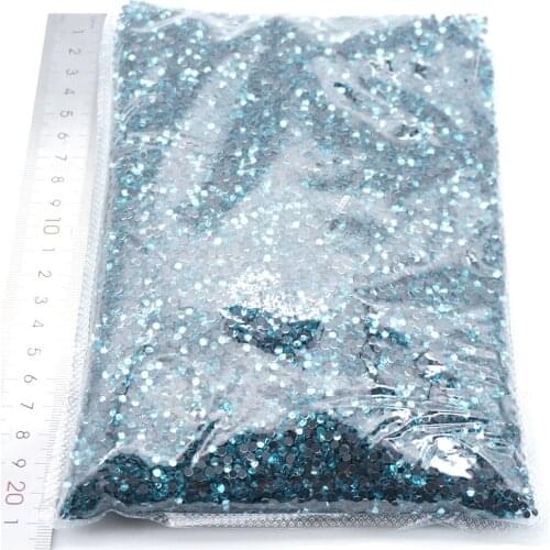 Aquamarine Wholesale Large Bulk Packing High Quality Shiny Stones Size SS6 SS10 SS16 SS20 SS30 Hotfix Rhinestones