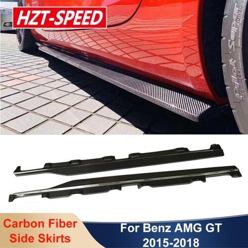 R Style Side Skirts Real Carbon Fiber Material Extensions Trim For Benz AMG GT 2015-2018 Car Body Kit Modification