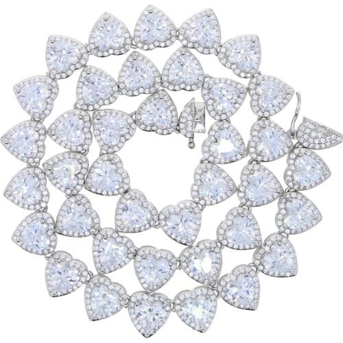 High Quality Heart arrow cz tennis chain choker necklaces iced out bling women hip hop jewelry for wholesale drop ship jewelry