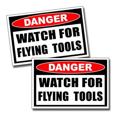 Watch For Flying Tools Sticker Mechanic Shop Hard Hat Contractor Toolbox reflective stickers and decals