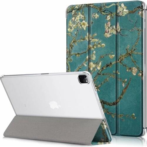 For Apple iPad Pro 12.9 Case 2020 PU Leather Folding Stand Hard PC Back Smart Case for Funda iPad Pro 12 9 Cover 4th Generation