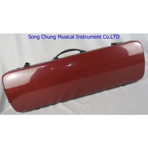 High Grade amaranth fiberglass 4/4 violin case,With two bows holders