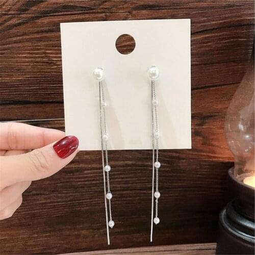 Elegant Long Tassels Earrings Ear Jewelry Earrings 2021 Trend New Fashion Silver Plated Chain Earrings for Women Dangle Earrings