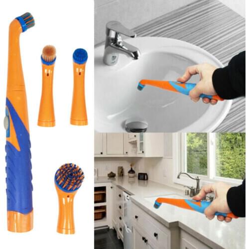 Electric Spin Scrubber 360 Tile Scrubber with 4 Replaceable Cleaning Brush Heads Extension Handle for Bathroom Kitchen, Floor