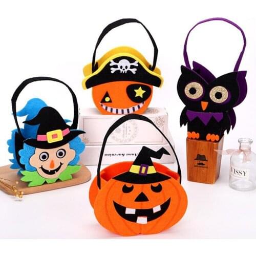 Halloween Pumpkin Candy Bag Trick or Treat Bag Halloween Party Decoration Child Horror for Kids Non-woven Gift Bags House Decor