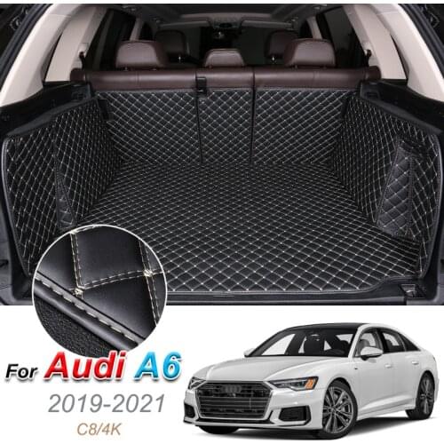 Custom Leather Car Trunk Mats For Audi A6 C8 2019 2020 2021 Rear Trunk Floor Mat Tray Carpet Cargo Liner Car Accessories