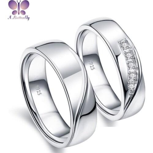 925 Sterling Silver Couple Wedding Ring Men And Women Wide Band High-End Jewelry