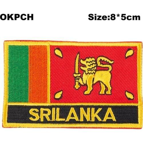 Sri Lanka Flag patcheswork fabric embroidery patch cutstom DIY stickers on clothing with iron PT0163-R