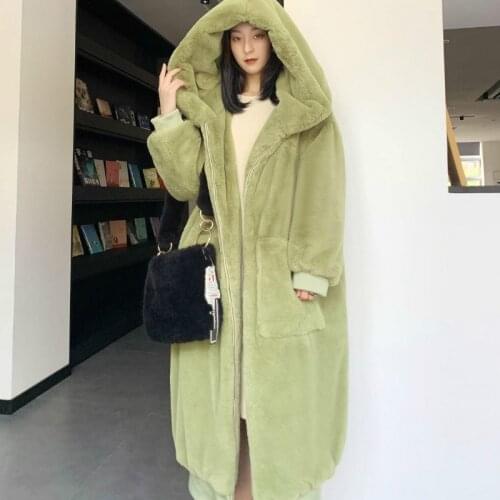 2020 Casual Luxury Long Oversize Loose Autumn Winter Faux Fur Coat Women Hooded Fur Jacket Female Thick Warm Plush Outwear D006