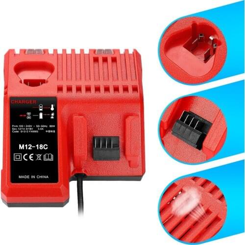 M12-18C Li-ion Battery Charger for Milwaukee 12 V 14.4V 18V C1418C 48-11-1815/1828/1840 M18 M14 M12 Lithium Battery