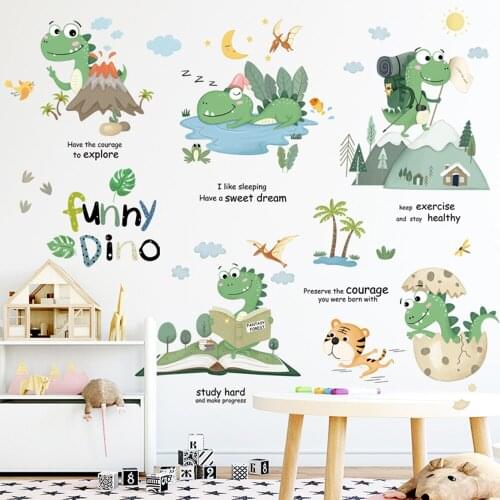 Cute Cartoon Dinosaur Vinyl Decorative Wall Bedroom Decoration DIY Baby Room Accessories Wall Stickers Home Decor Living Room