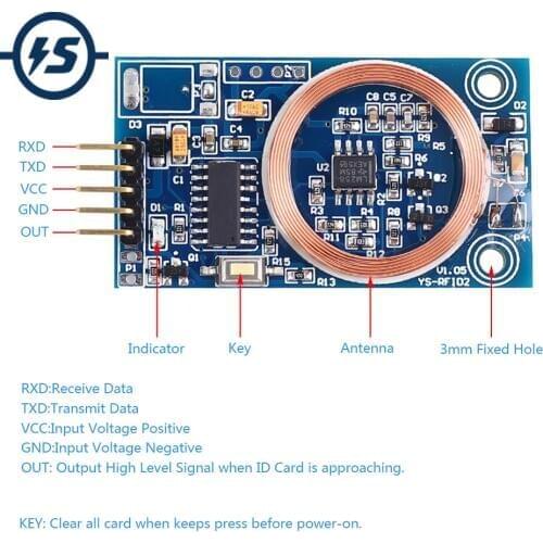 ID Card Decoder RFID Reader Module 125KHz TK4100 UART Output Board For Access Control DIY Modification
