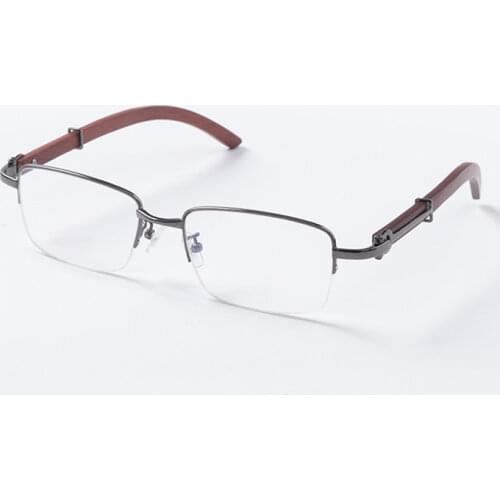 Vazrobe Wood Eyeglasses Frames Male Semi Rimless Glasses Men Brand Design Fashion Spectacles for Optical Lens Wooden Nature