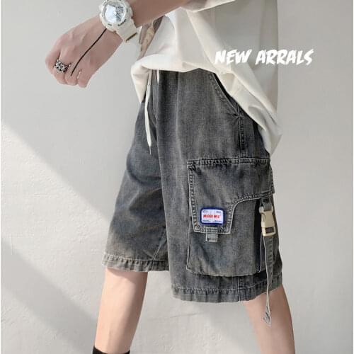 2021 pants mens casual pants loose and versatile trend jeans mens summer thin shorts