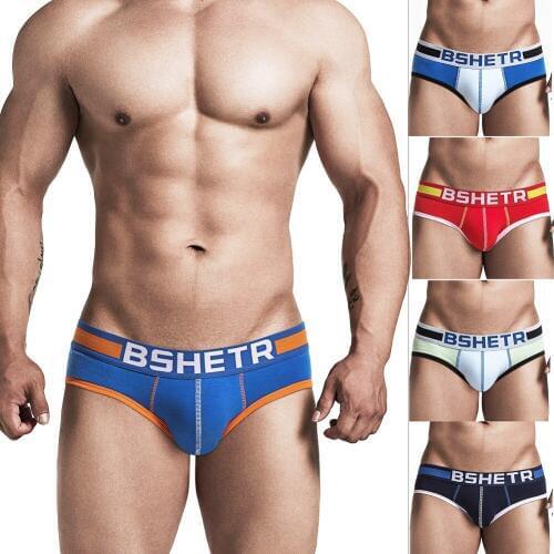 BSHETR Sexy Men Underwear Boxer U Convex Pouch Slip Cueca Male Panties Mens Gay Cotton Briefs Mens Underpant Man Brand Shorts