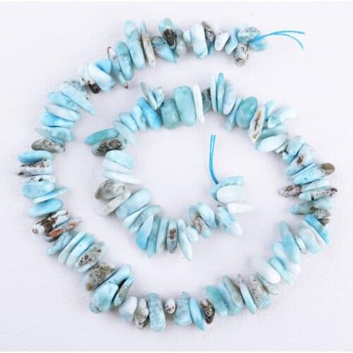 2 Strands Natural Genuine Irregular Larimar Grave Shape Loose Beads 15.5"