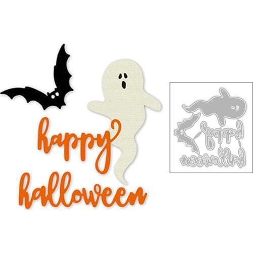 2020 New Halloween Happy Word Lmp Ghost and Animal Bat Metal Cutting Dies For Scrapbooking Greeting Card Paper Making no stamps