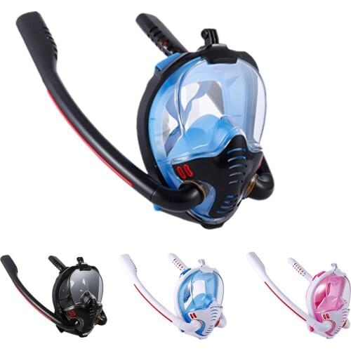 2021 New Adult Swimming Mask Double Breathing Tube Anti-Fog Silicone Full Dry Snorkeling Masks Scuba Diving Goggles Equipment