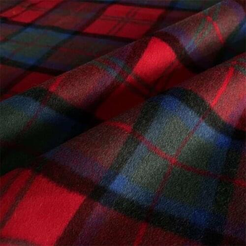 NW137 Green/Red Checkered Gloss Double-sided Cashmere Wool Fabric Womens Fall/Winter Coat/Suit Fabric DIY Sewing Materials