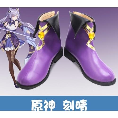 Game Genshin Impact Cosplay Halloween Keqing Cosplay Shoes Genshin Impact Keqing Cosplay Boots Womens Shoes Custom Size 35-47