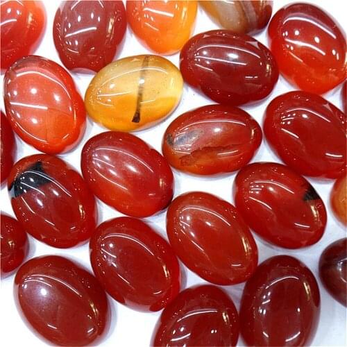 50Pcs 18x13x5mm Wholesale Red Agate Oval Cab Cabochon DIY Jewelry Making Accessories M80