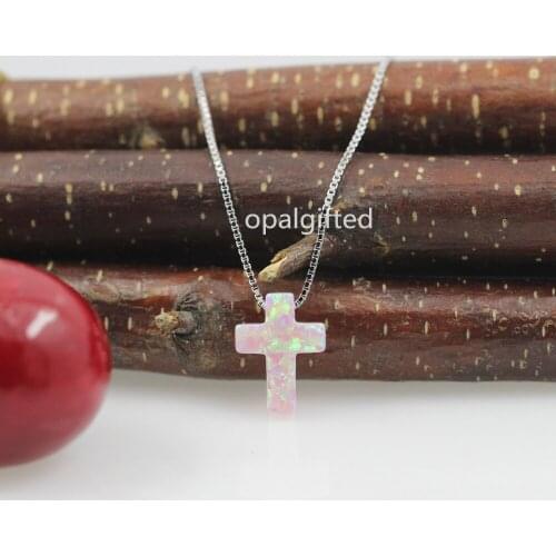 9*12mm cross opal with 925 Sterling Silver Cross Opal Necklace OP08 Cross Opal Necklace 9x12mm Opal Cross Necklace