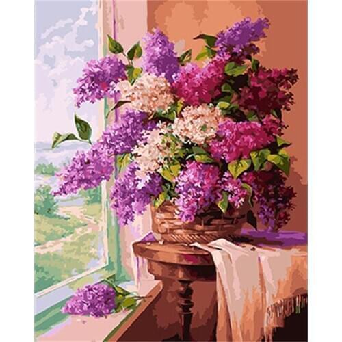 PAINTBOY Flower Framed Pictures DIY Painting By Numbers Acrylic Painting On Canvas Wall Art For Living Room Home Decor