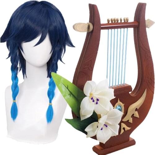 Game Genshin Impact Venti Theme wigs Cosplay PVC Harp Accessories Cartoon Take Photo Props Handwork Xmas Gifts Eye of God