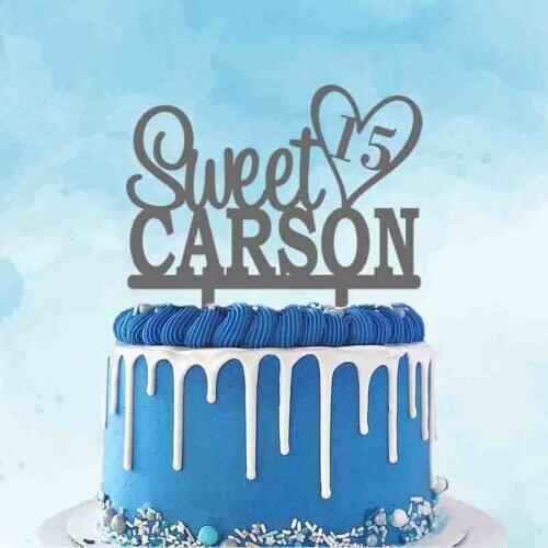 Personalized Birthday Cake Topper Custom Name Age Sweet 15 Kids Birthday Party Cake Decoration Topper