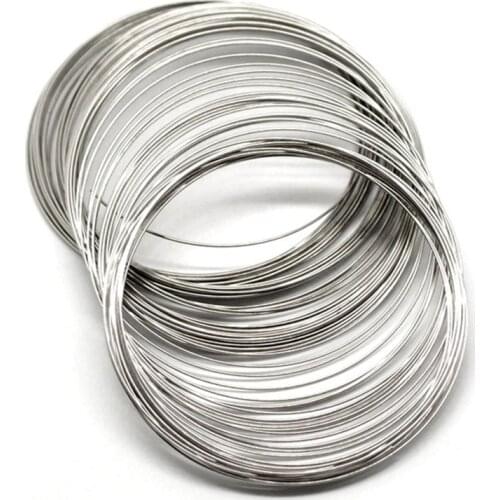 DoreenBeads 200 Loops Silver Color Memory Beading Wire For Bracelets Making Women Party Club Jewelry Findings 70mm-75mm Dia