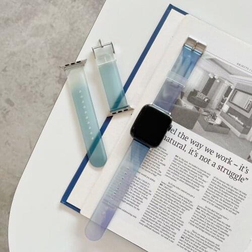 Transparent gradient watercolor ladies strap for Apple Watch series 6 5 4 I wristband for Apple Watch 38 40 42 44 mm
