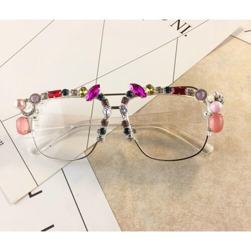 Luxury Rhinestone Sunglasses Women FashionRound Sun Glasses Vintage Brand Designer Diamond Sunglass Female Shades FML