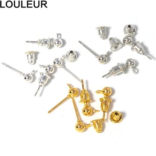 50pcs/lot 3 4 5mm Pin Findings Stud Earring Basic Pins Stoppers Connector For DIY Jewelry Making Accessories Supplies Wholesale