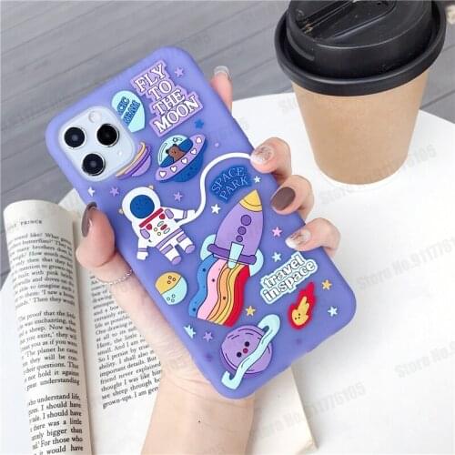 3D Cartoon Space Astronaut Phone Case For iPhone 12 Mini 12 11 Pro Max XR X XS Max 7 8 Plus SE 2020 Silicone Shockproof Cover