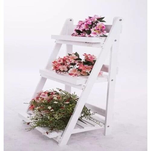 Foldable 3-Tier wooden garden display shelf