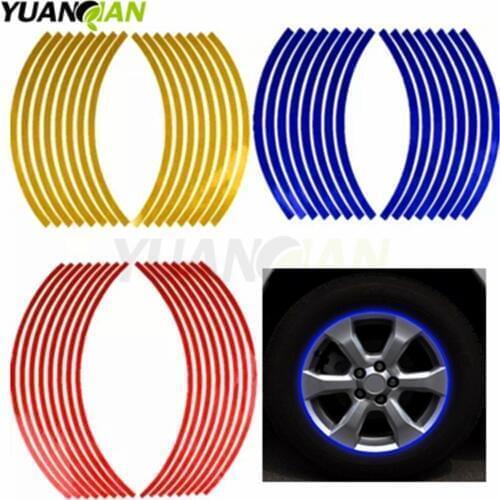 Reflective 16 Strips Car Motorcycle Bicycle Wheel Tire Rim Stickers Car-Styling Decals Decoration Stickers 2017 Hot