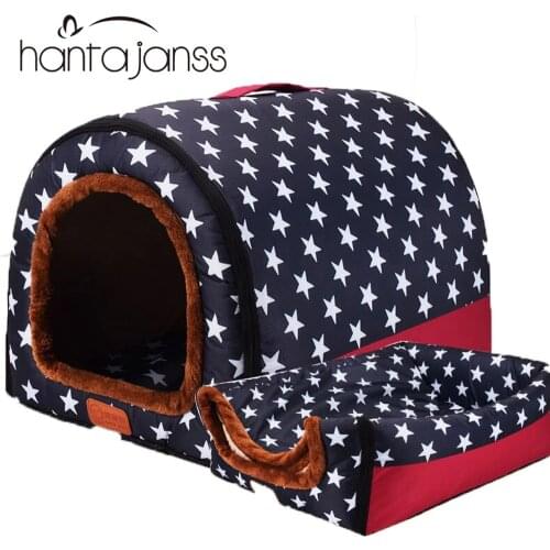 Dog House Pet Bed For Large Medium Warm Foldable Dogs Beds Travelling Portable Print Stars Warm Soft Pet products