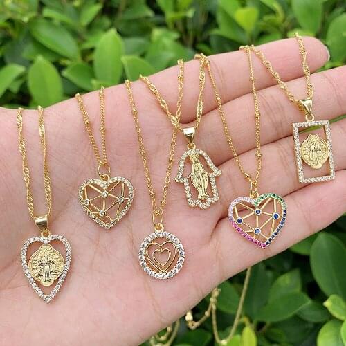 Lucky Pretty Jewelry High Quality Zircon Pendant With Fine Brass Box Chain Necklace