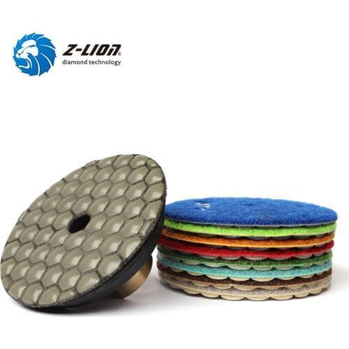 Z-LION 3" 10 Pcs/Set Dry Diamond Polishing Pad Rubber Backer Diamond Buffing Pad For Stone Granite Marble Great Flexible Sanding